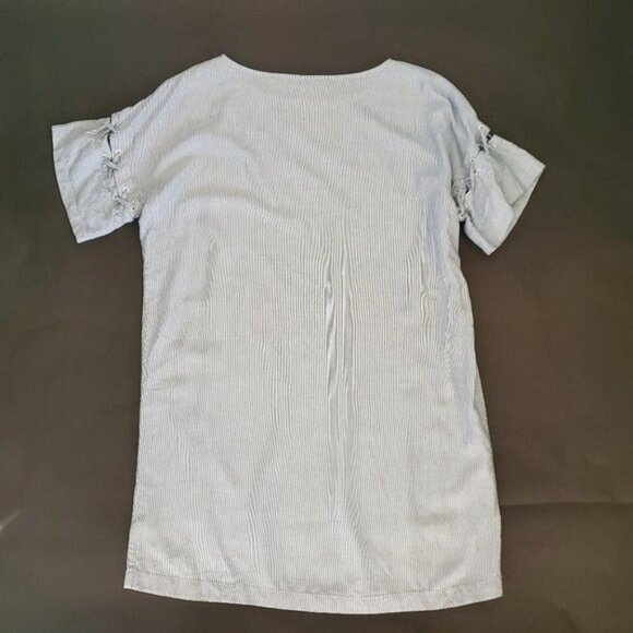 Madewell Stripe Lace-Up Cut-Out Short Sleeve Relaxed Fit Sailor T-Shirt Dress - Picture 9 of 12